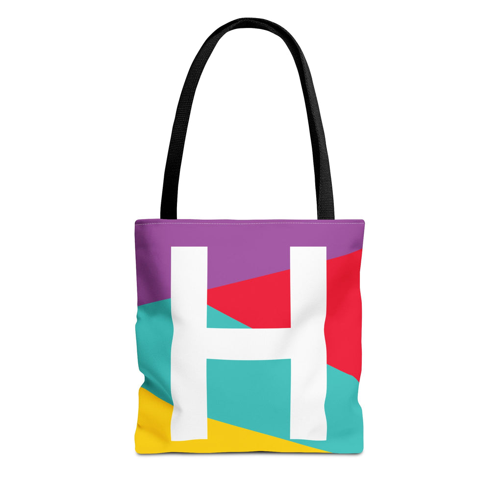 Monogram 'H' Colorblock Tote Bag — Personalized Initial H Shoulder Tote