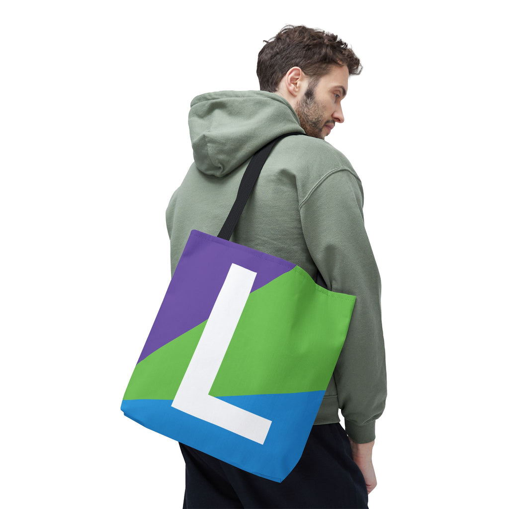 Monogram 'L' Colorblock Tote Bag — Personalized Initial L Shoulder Tote