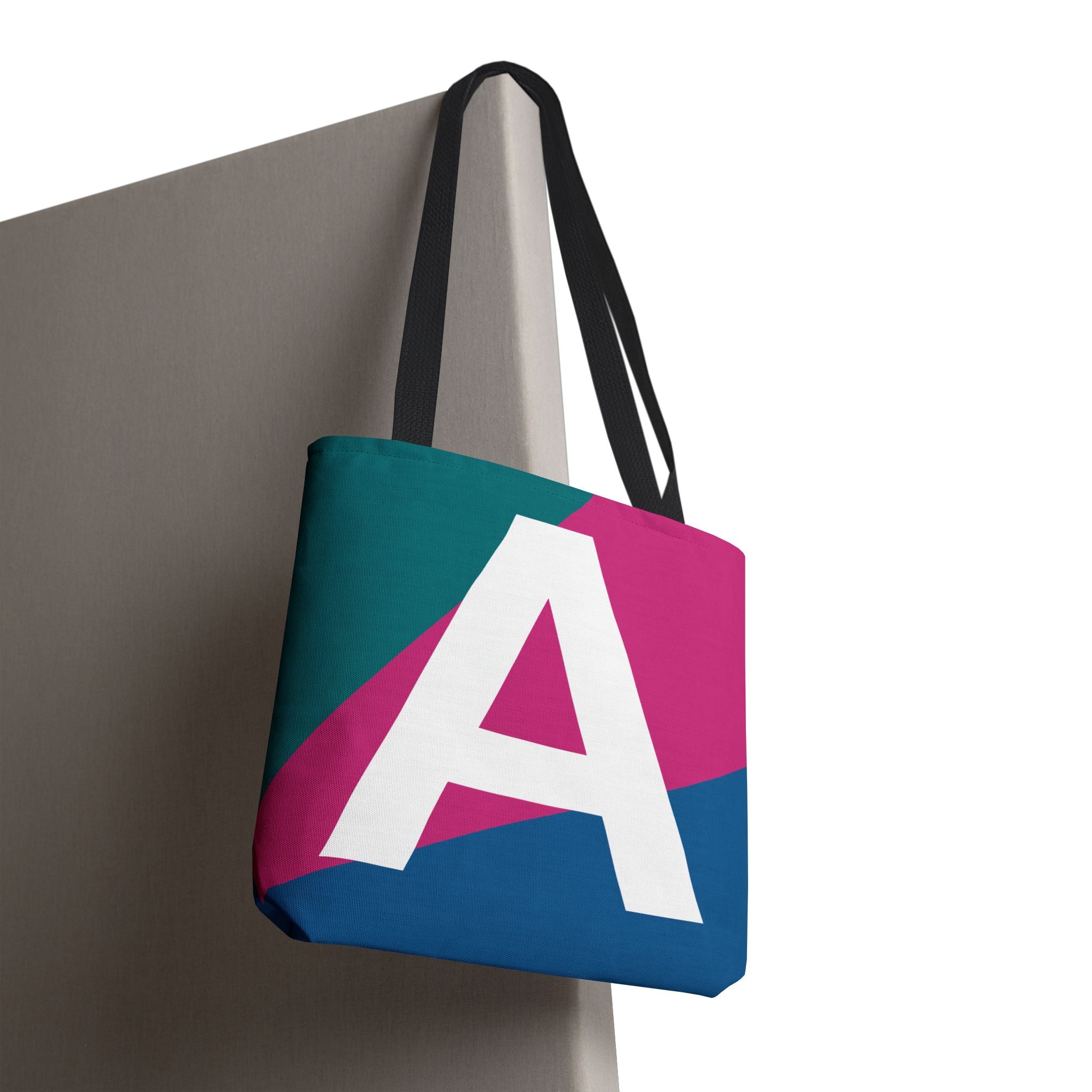 Monogram 'A' Colorblock Tote Bag — Personalized Initial A Shoulder Tote