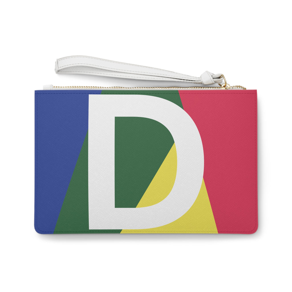 Monogram 'D' Colorblock Clutch Bag — Bold Geometric Wristlet for Everyday & Gifts