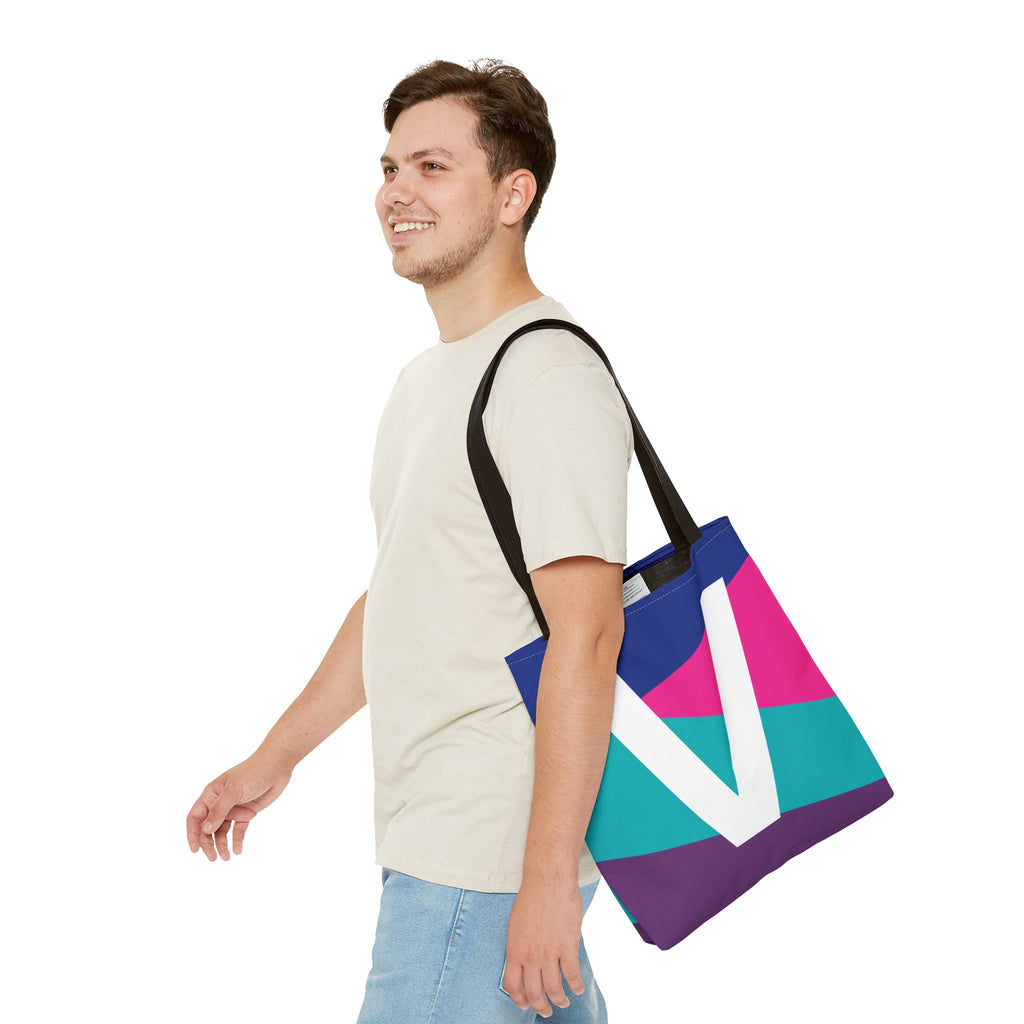Monogram 'V' Colorblock Tote Bag — Personalized Initial V Shoulder Tote