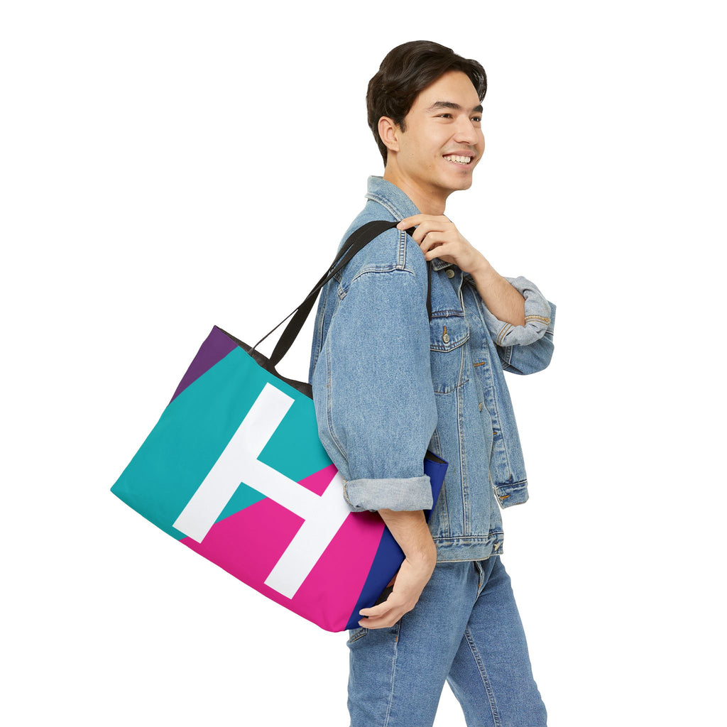 Personalized 'H' Colorblock Tote Bag — Monogram Weekender Tote