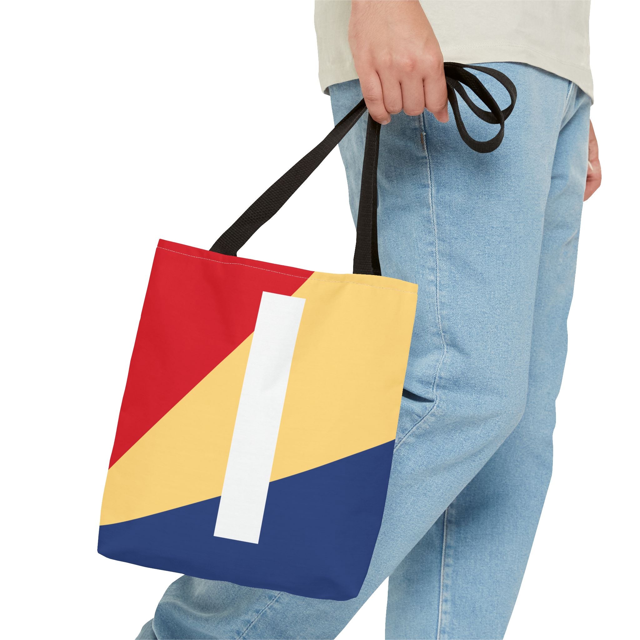 Monogram 'I' Colorblock Tote Bag — Personalized Initial I Shoulder Tote