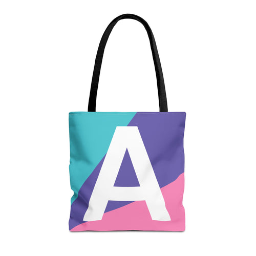 Monogram 'A' Colorblock Tote Bag — Personalized Initial A Shoulder Tote