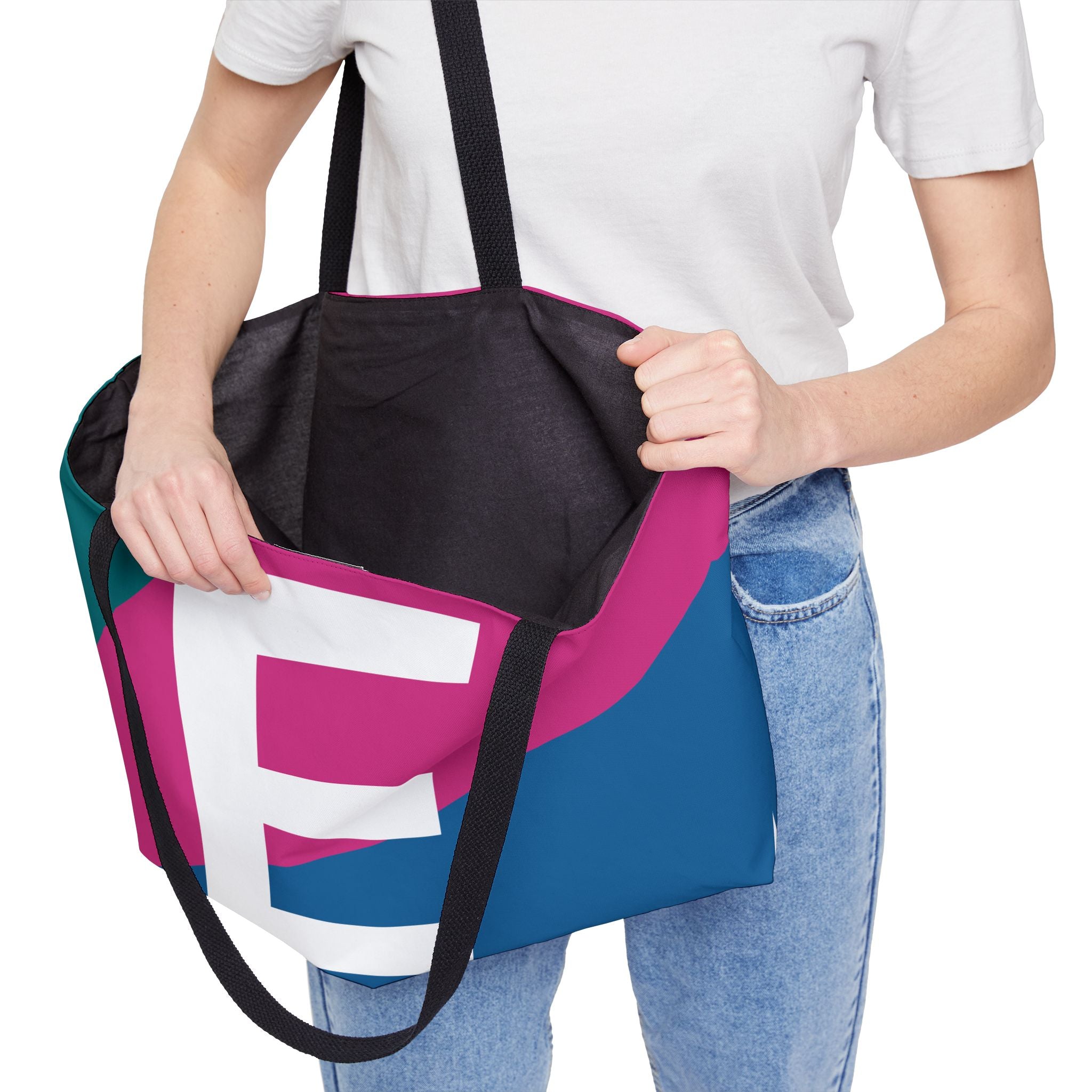 Personalized 'E' Colorblock Tote Bag — Monogram Weekender Tote
