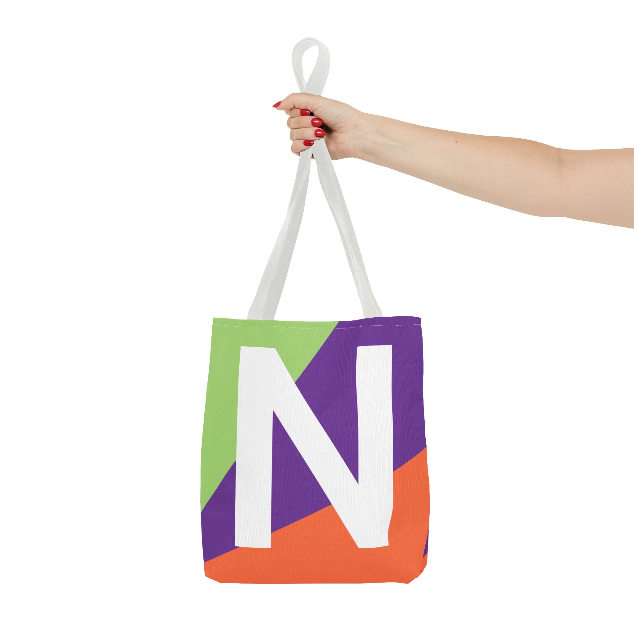 Monogram 'N' Colorblock Tote Bag — Personalized Initial N Shoulder Tote