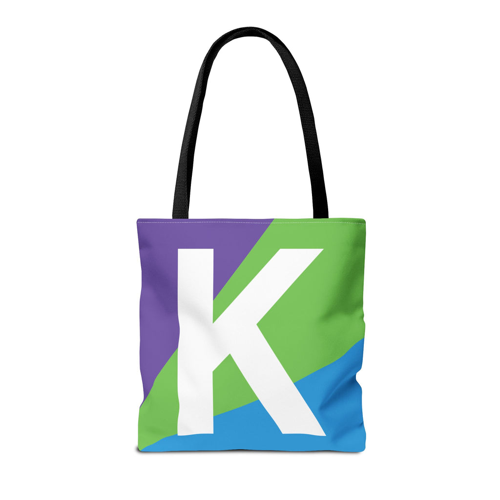 Monogram 'K' Colorblock Tote Bag — Personalized Initial K Shoulder Tote