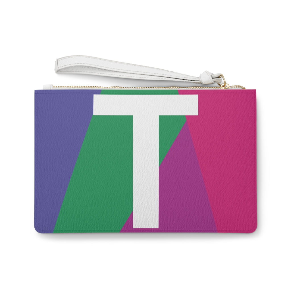 Monogram 'T' Colorblock Clutch Bag — Bold Geometric Wristlet for Everyday & Gifts