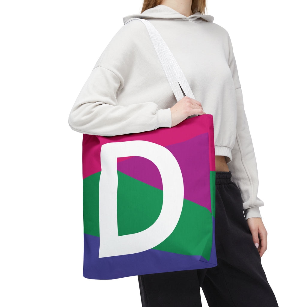 Monogram 'D' Colorblock Tote Bag — Personalized Initial D Shoulder Tote