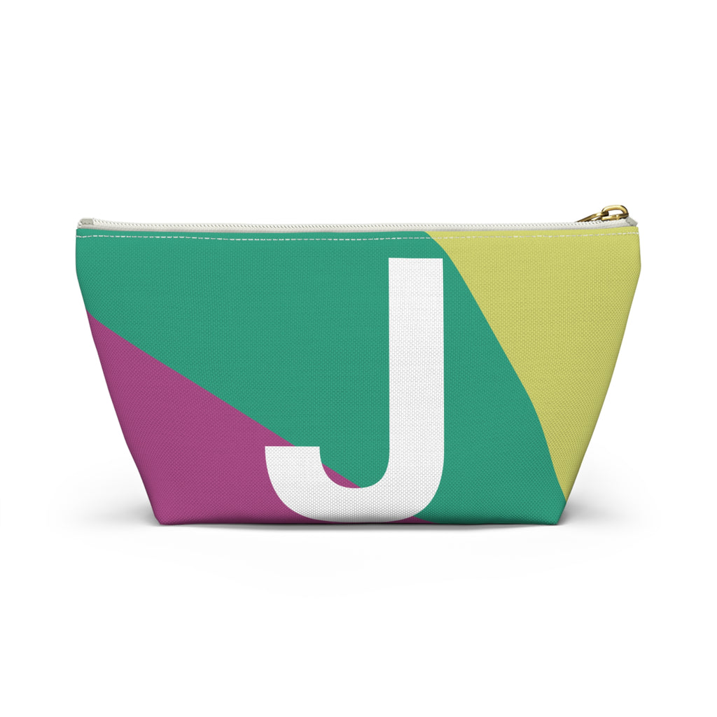 Initials Colorblock Accessory Pouch — Monogram J T-Bottom Cosmetic Bag