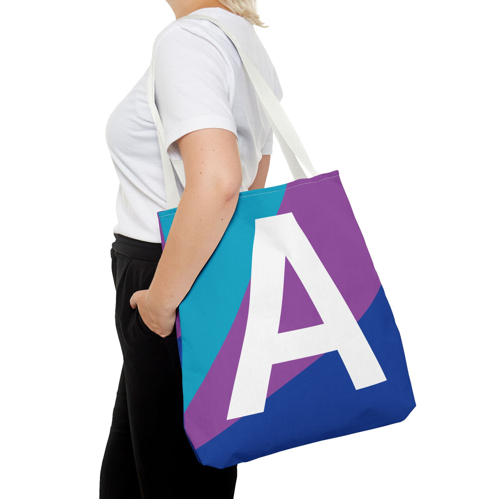Monogram 'A' Colorblock Tote Bag — Personalized Initial A Shoulder Tote