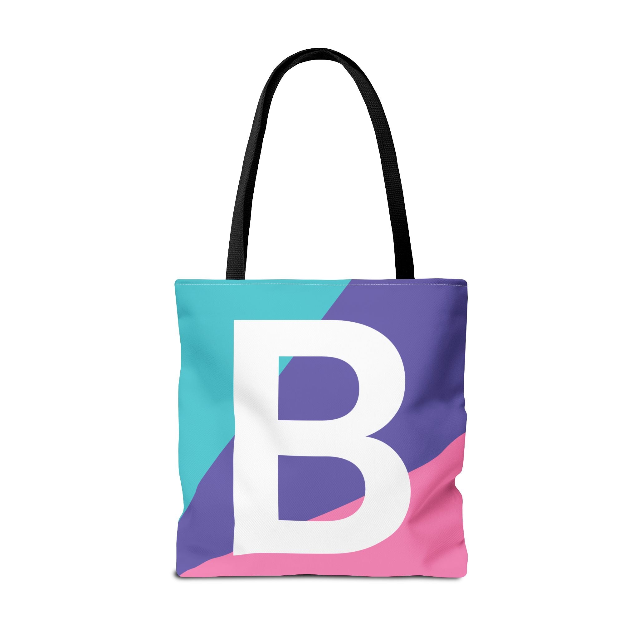 Monogram 'B' Colorblock Tote Bag — Personalized Initial B Shoulder Tote