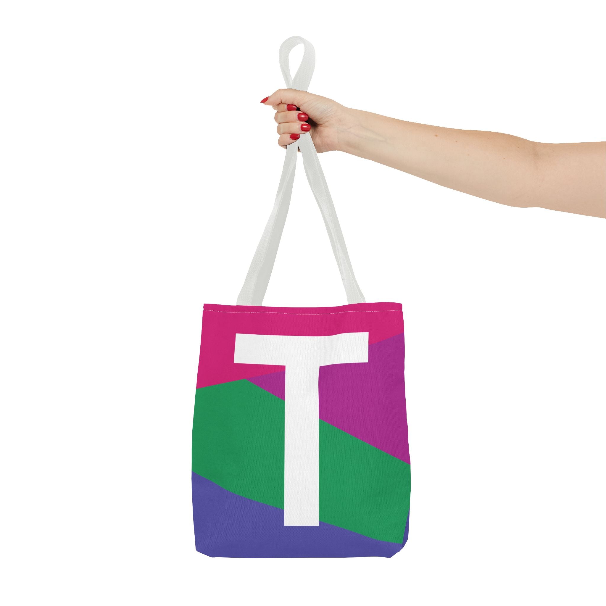 Monogram 'T' Colorblock Tote Bag — Personalized Initial T Shoulder Tote