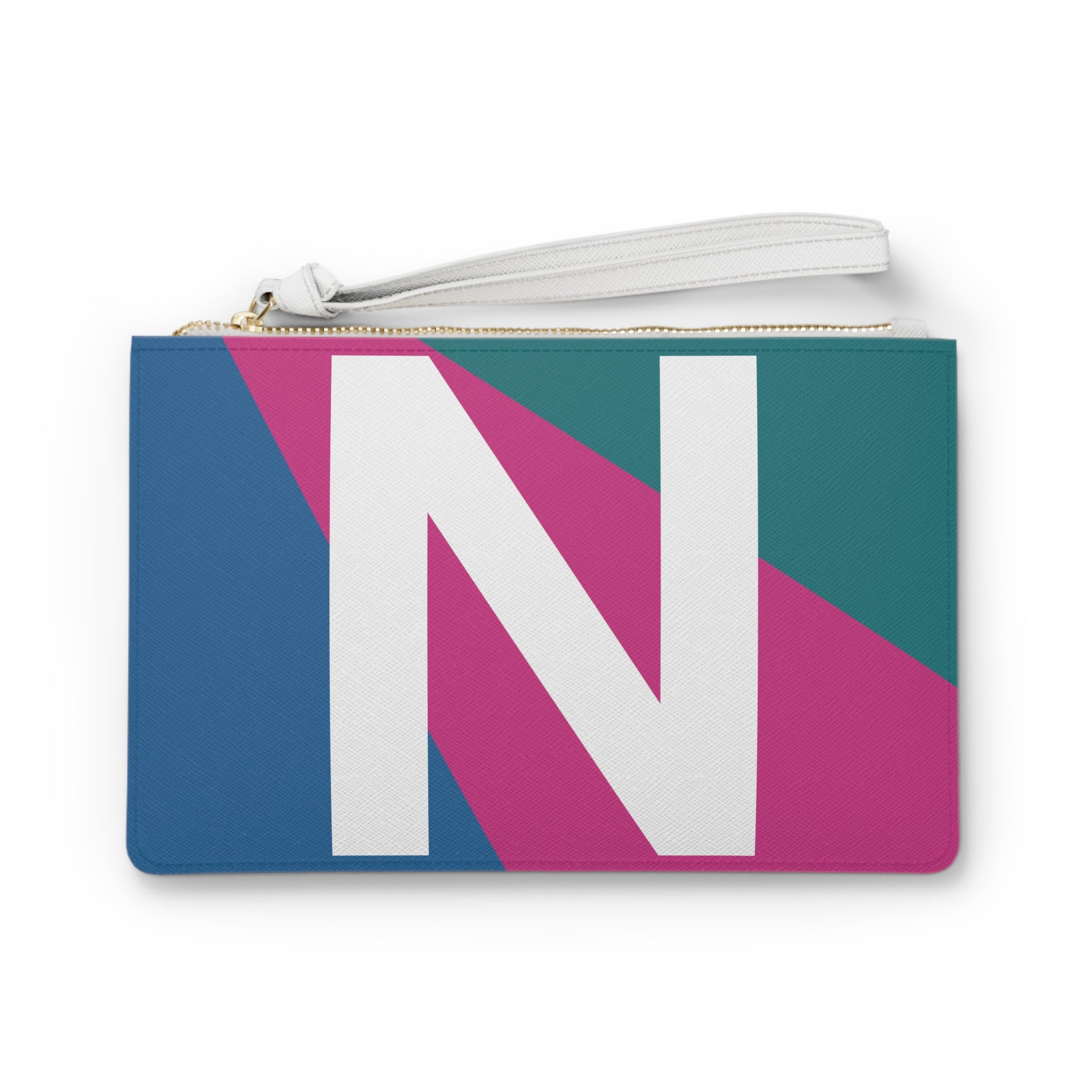 Monogram 'N' Colorblock Clutch Bag — Bold Geometric Wristlet for Everyday & Gifts