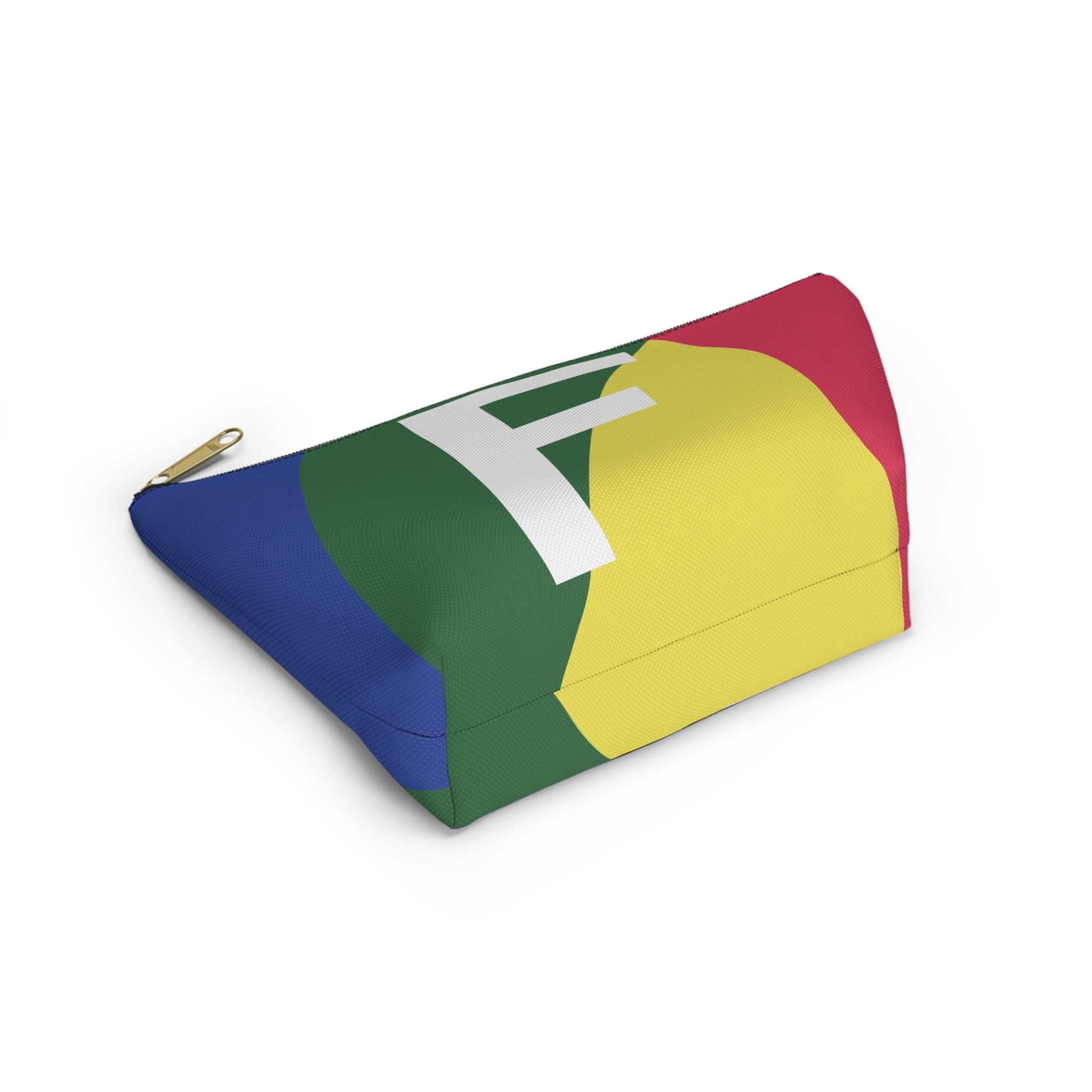 Initials Colorblock Accessory Pouch — Monogram F T-Bottom Cosmetic Bag