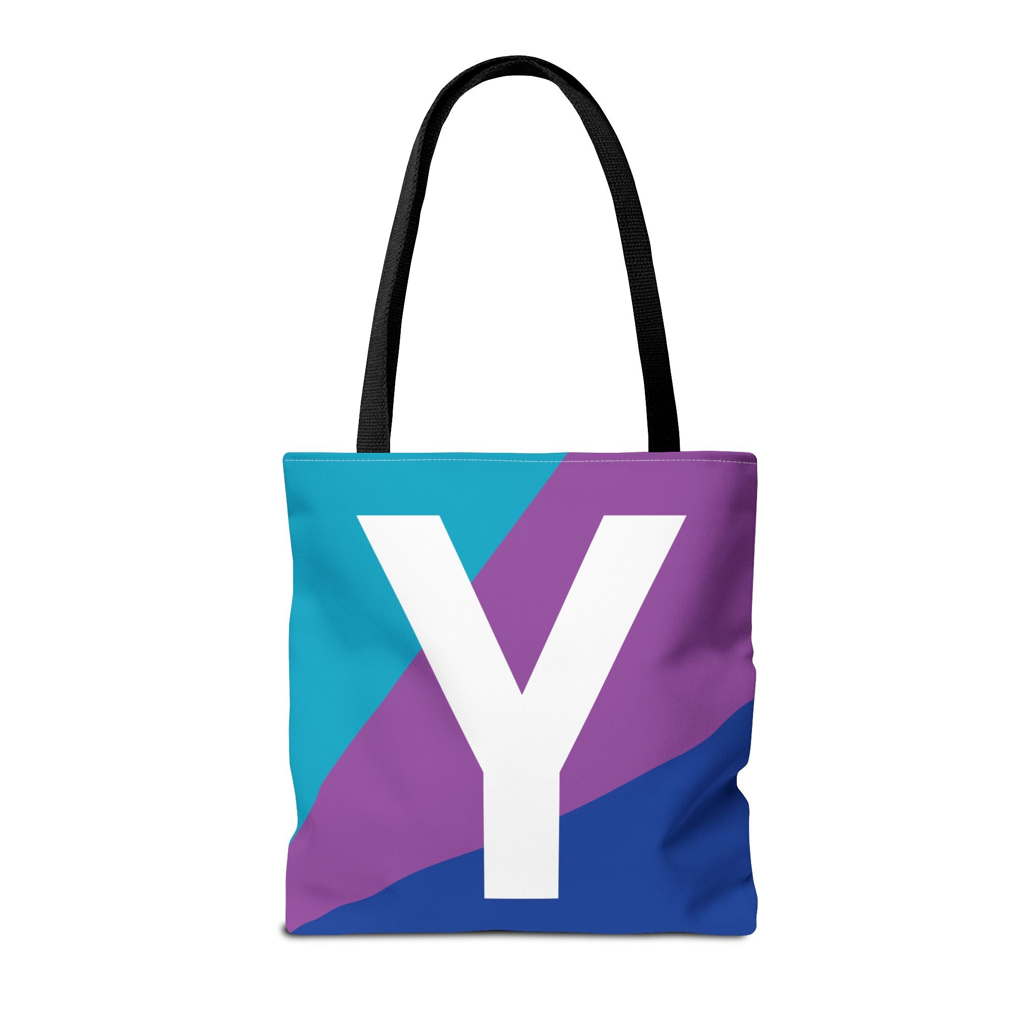 Monogram 'Y' Colorblock Tote Bag — Personalized Initial Y Shoulder Tote