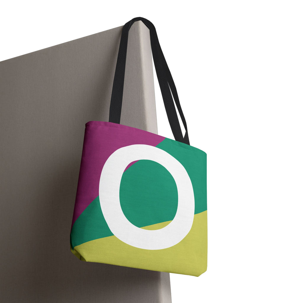 Monogram 'O' Colorblock Tote Bag — Personalized Initial O Shoulder Tote