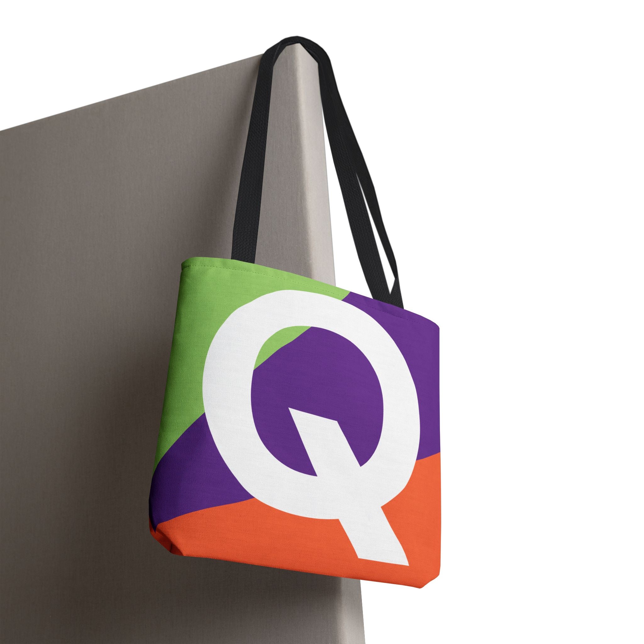 Monogram 'Q' Colorblock Tote Bag — Personalized Initial Q Shoulder Tote