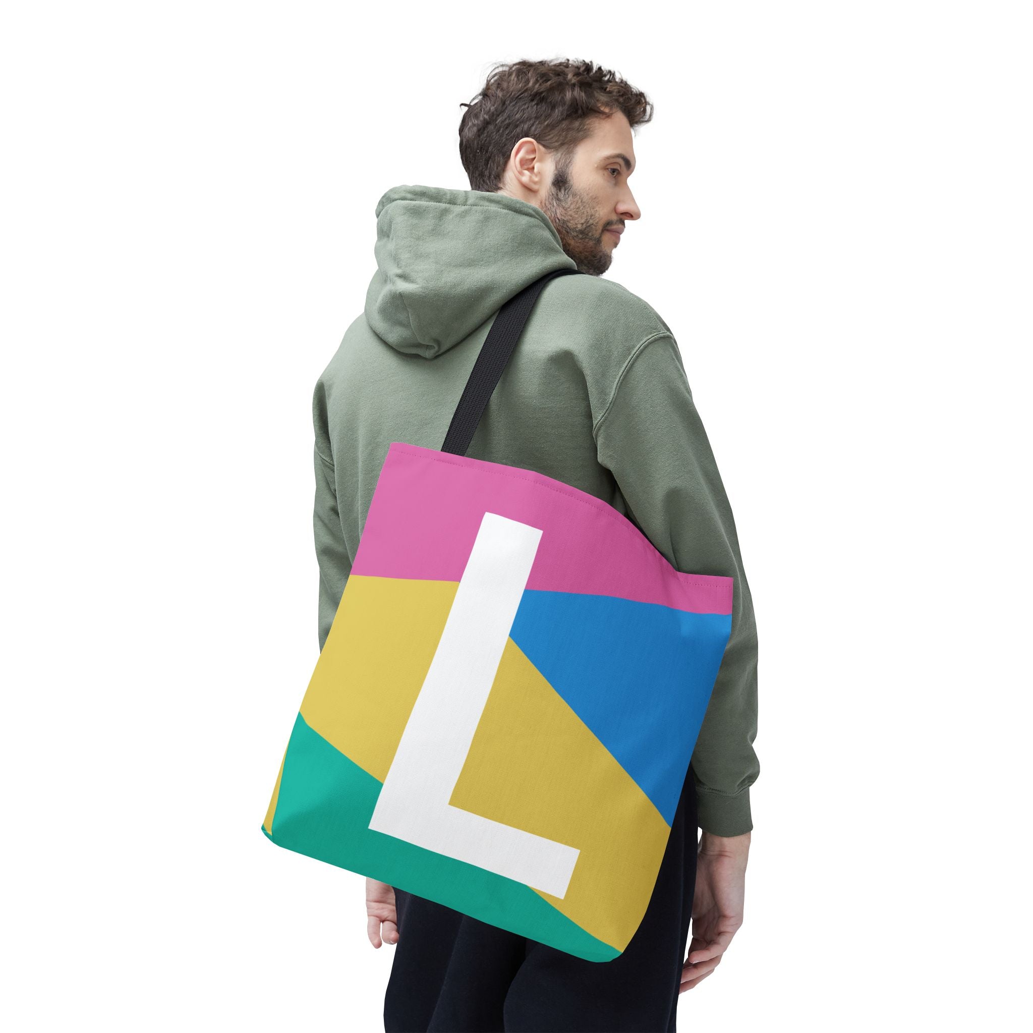 Monogram 'L' Colorblock Tote Bag — Personalized Initial L Shoulder Tote