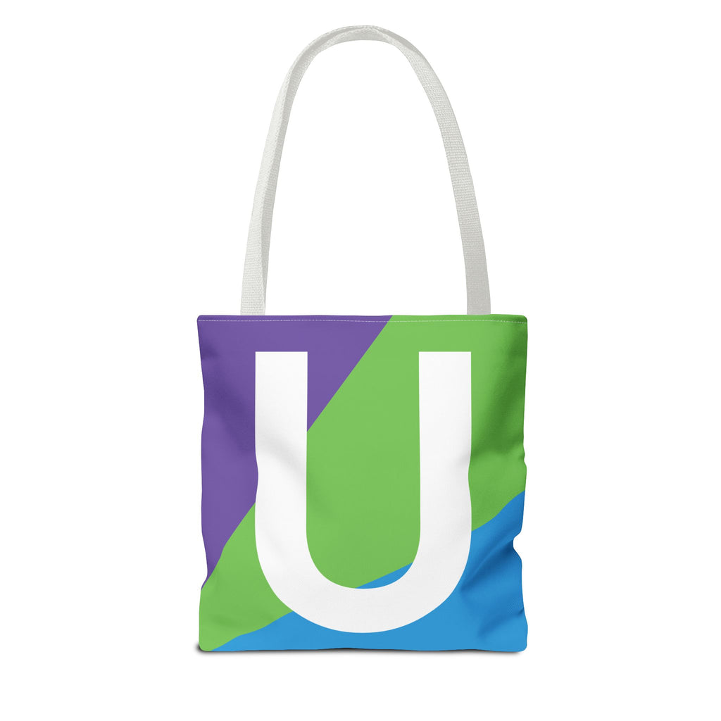 Monogram 'U' Colorblock Tote Bag — Personalized Initial U Shoulder Tote