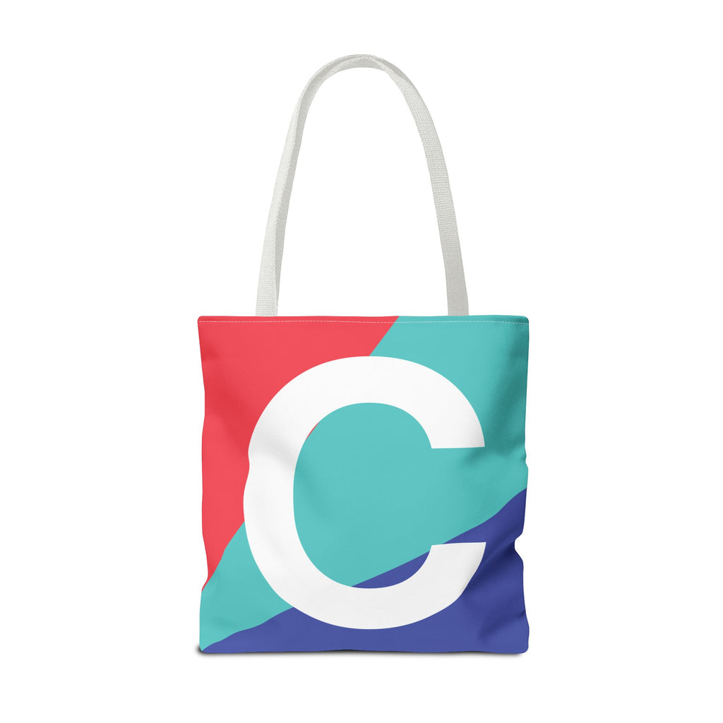 Monogram 'C' Colorblock Tote Bag — Personalized Initial C Shoulder Tote