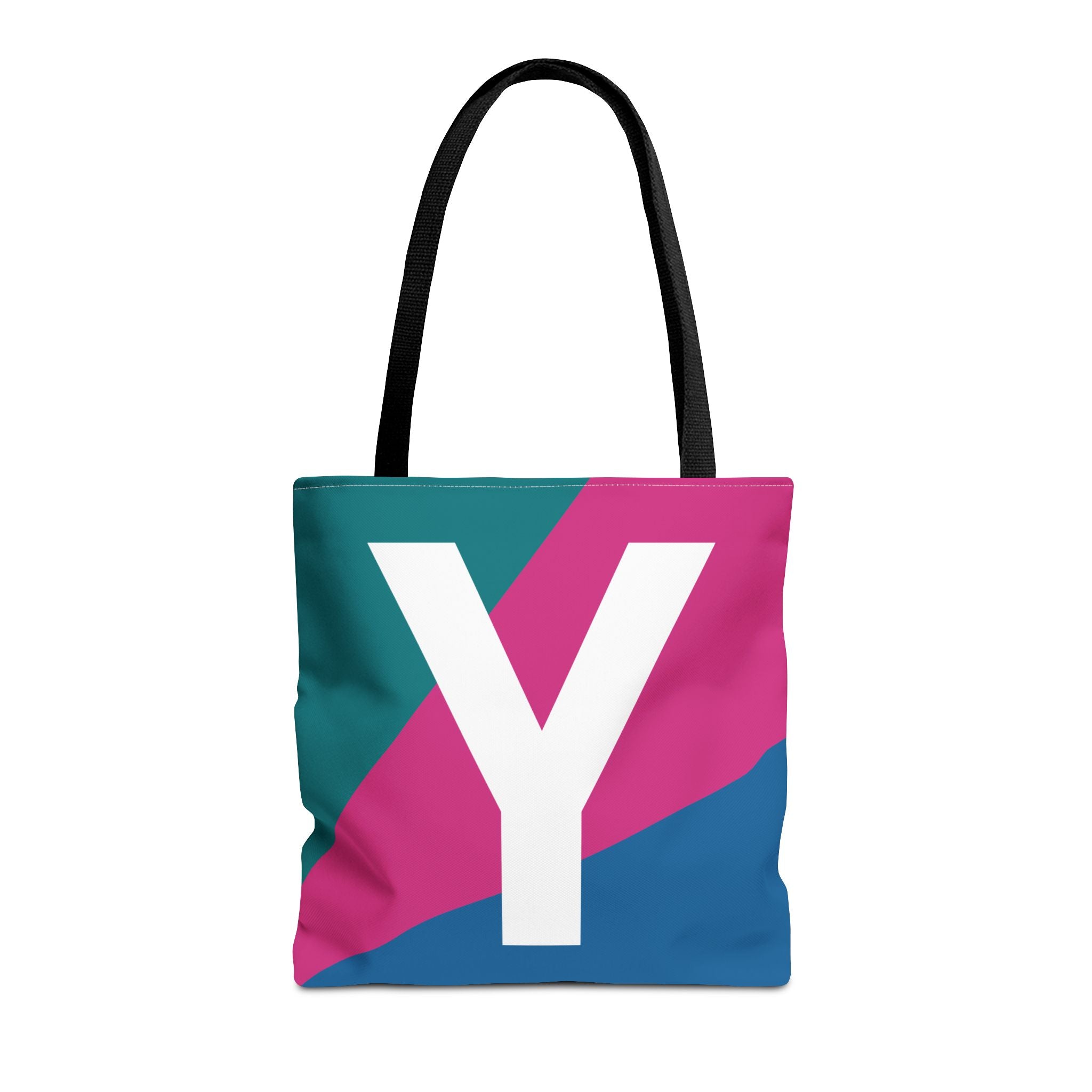 Monogram 'Y' Colorblock Tote Bag — Personalized Initial Y Shoulder Tote