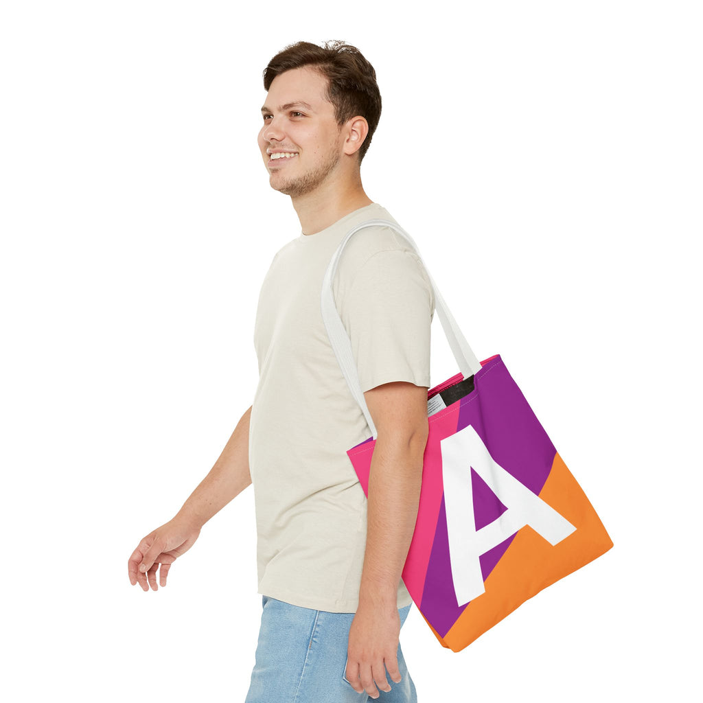 Monogram 'A' Colorblock Tote Bag — Personalized Initial A Shoulder Tote