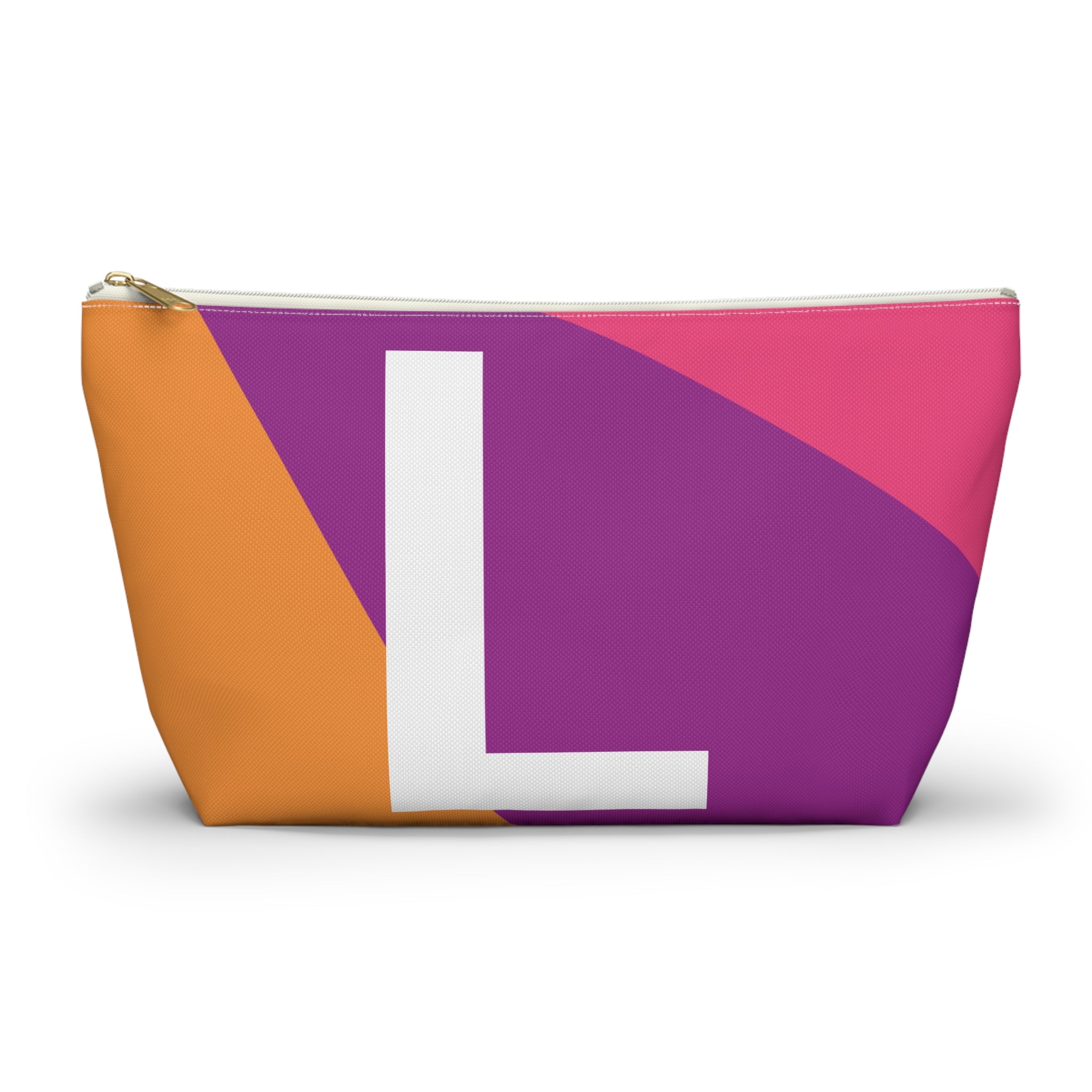 Initials Colorblock Accessory Pouch — Monogram L T-Bottom Cosmetic Bag