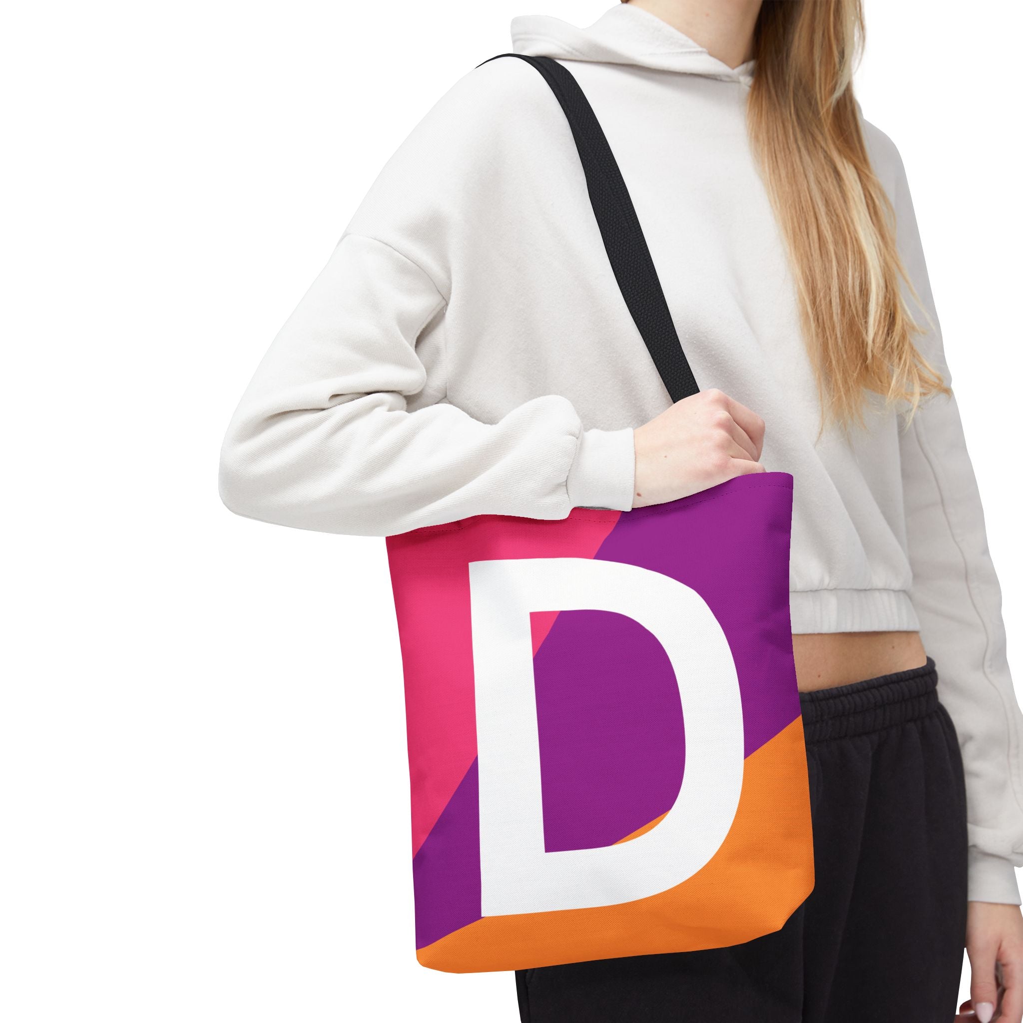 Monogram 'D' Colorblock Tote Bag — Personalized Initial D Shoulder Tote