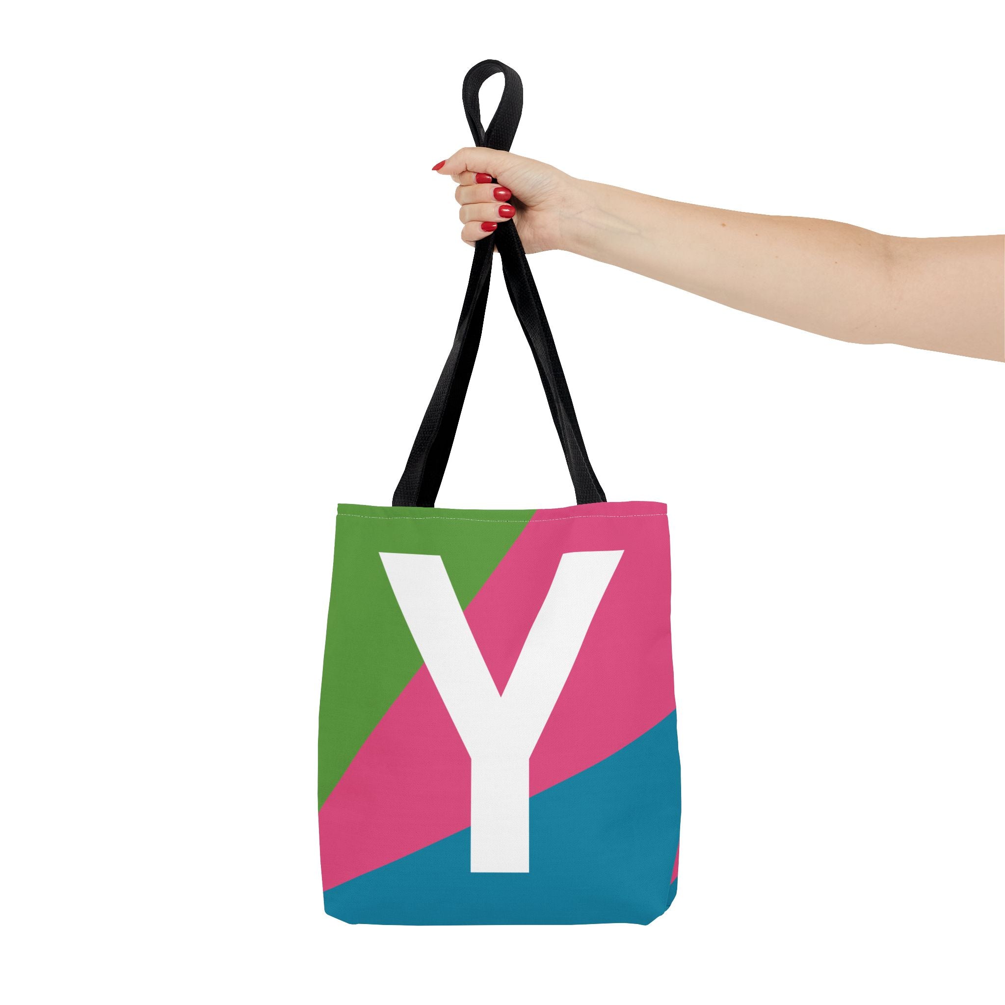 Monogram 'Y' Colorblock Tote Bag — Personalized Initial Y Shoulder Tote
