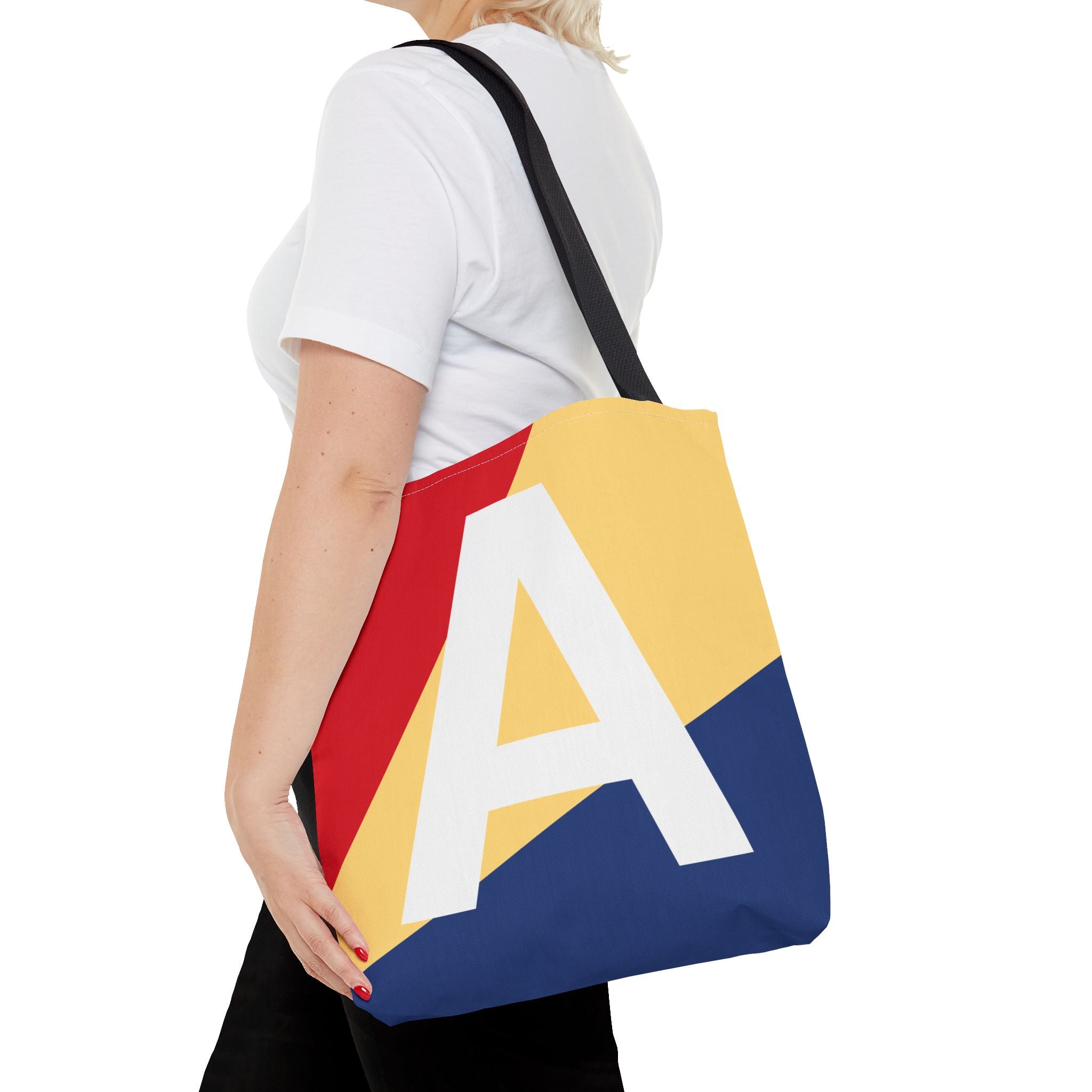 Monogram 'A' Colorblock Tote Bag — Personalized Initial A Shoulder Tote