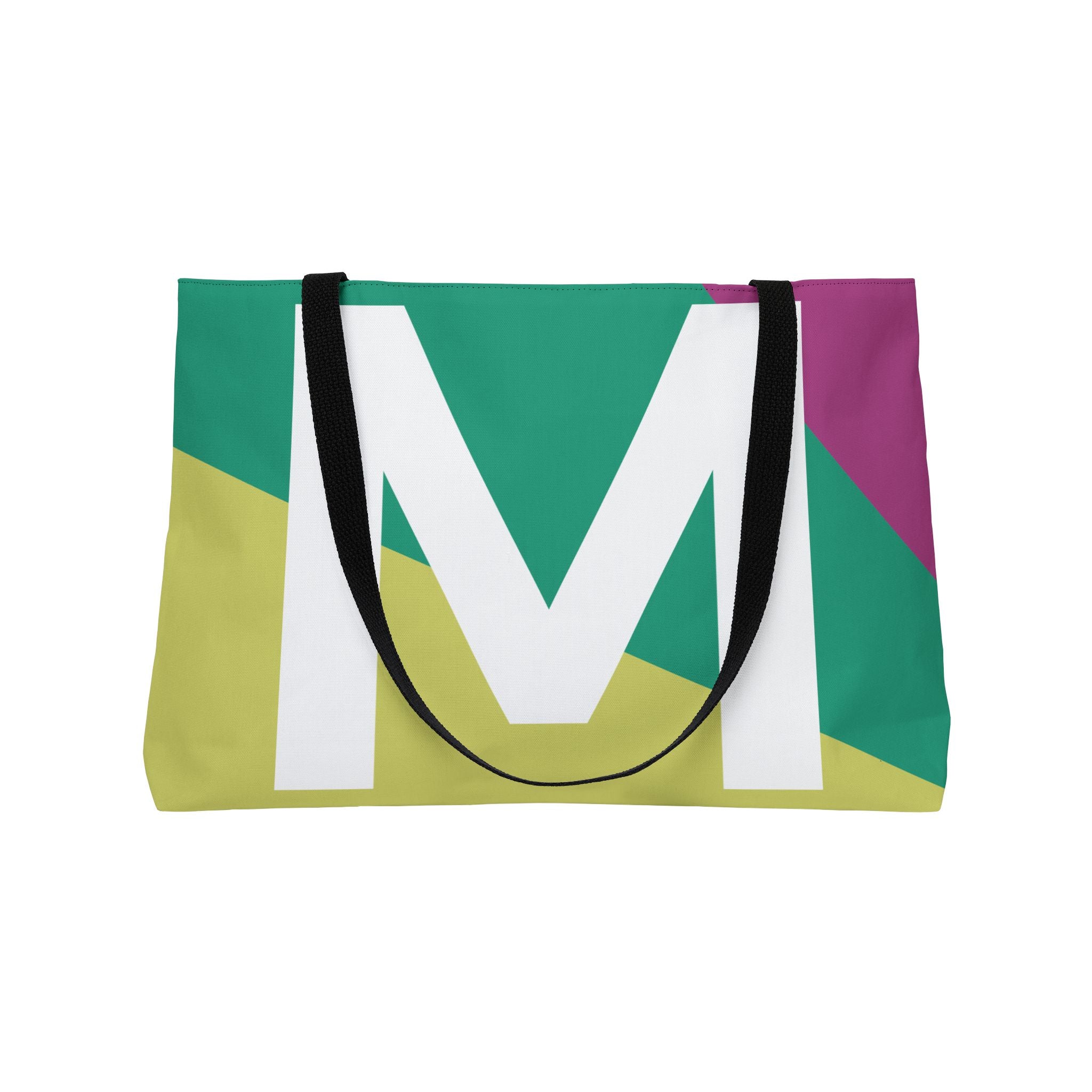 Personalized 'M' Colorblock Tote Bag — Monogram Weekender Tote