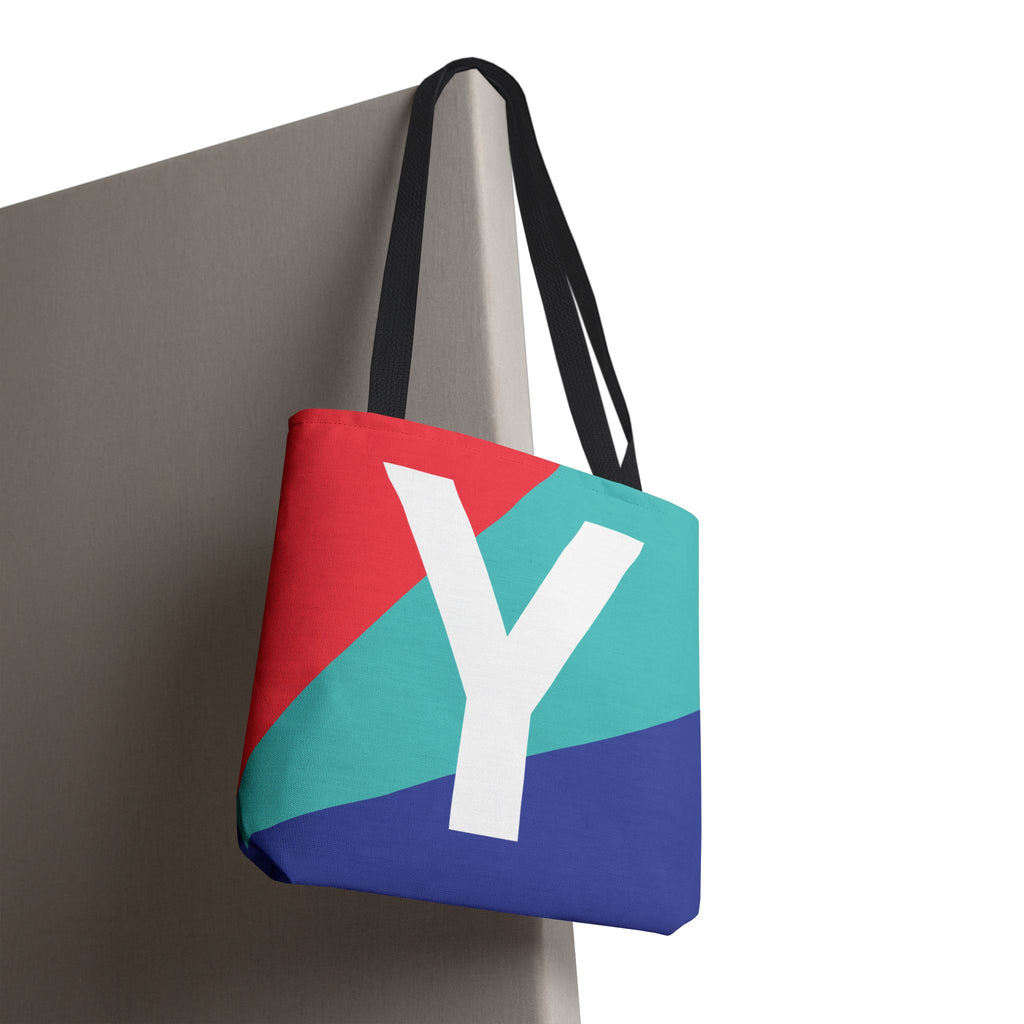 Monogram 'Y' Colorblock Tote Bag — Personalized Initial Y Shoulder Tote