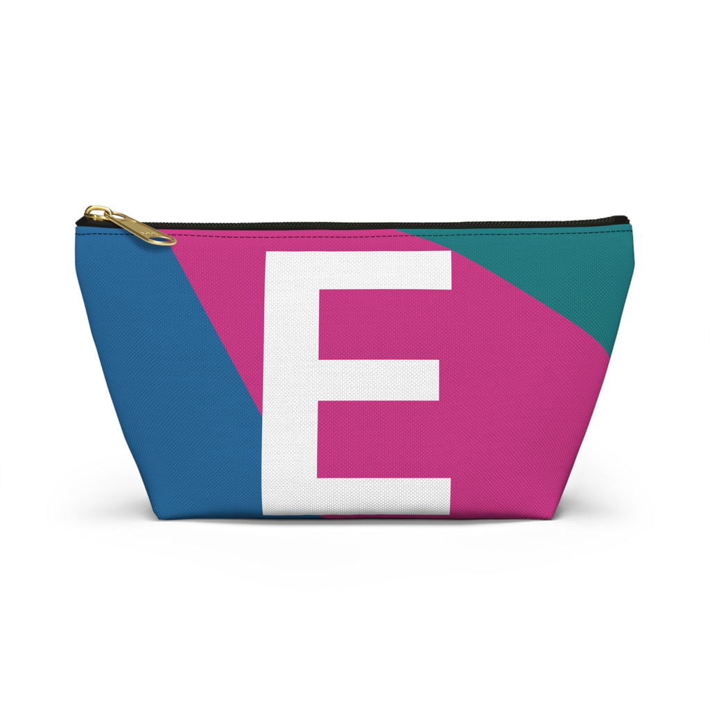 Initials Colorblock Accessory Pouch — Monogram E T-Bottom Cosmetic Bag