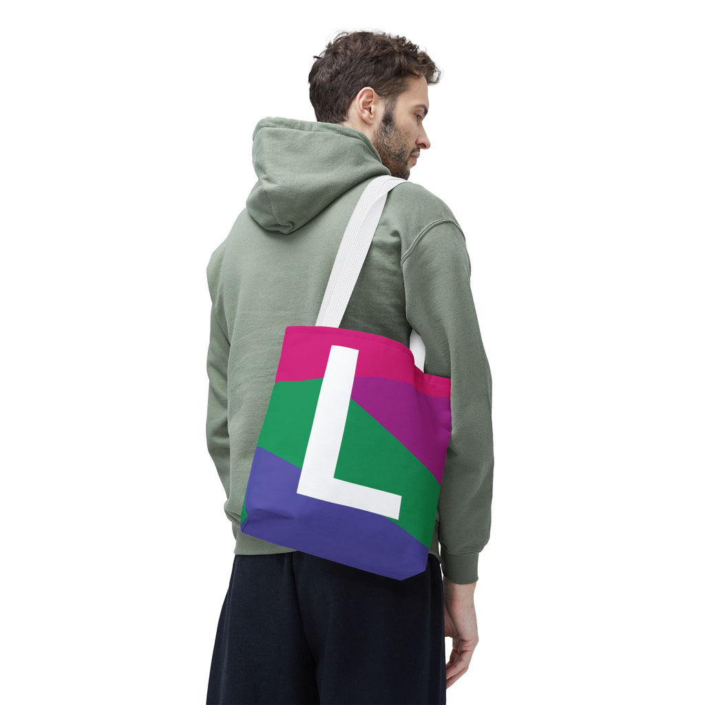 Monogram 'L' Colorblock Tote Bag — Personalized Initial L Shoulder Tote