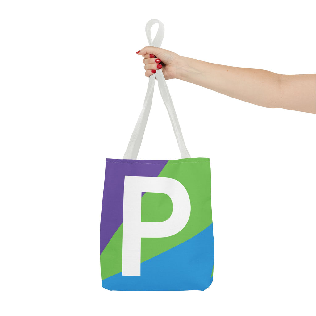 Monogram 'P' Colorblock Tote Bag — Personalized Initial P Shoulder Tote