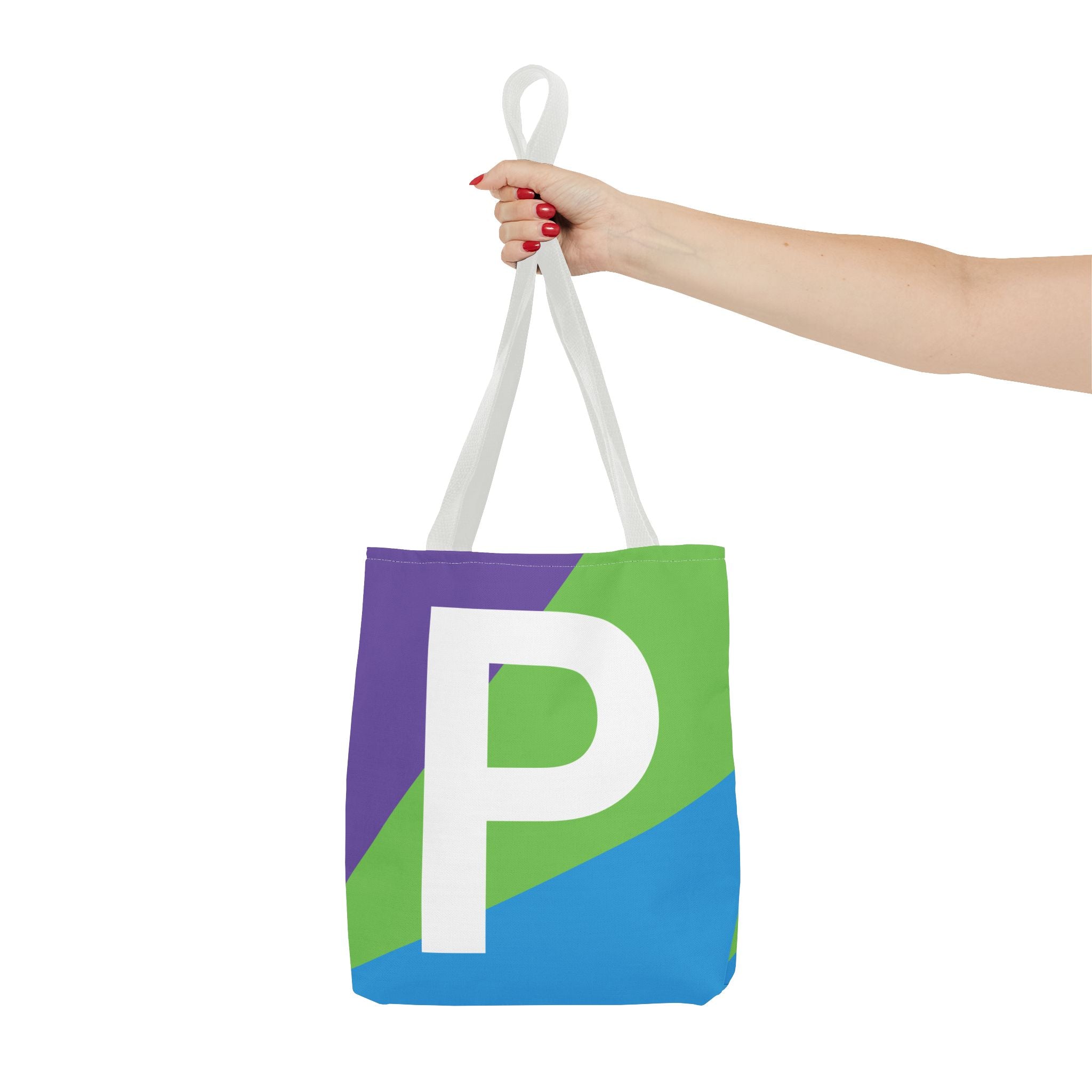 Monogram 'P' Colorblock Tote Bag — Personalized Initial P Shoulder Tote