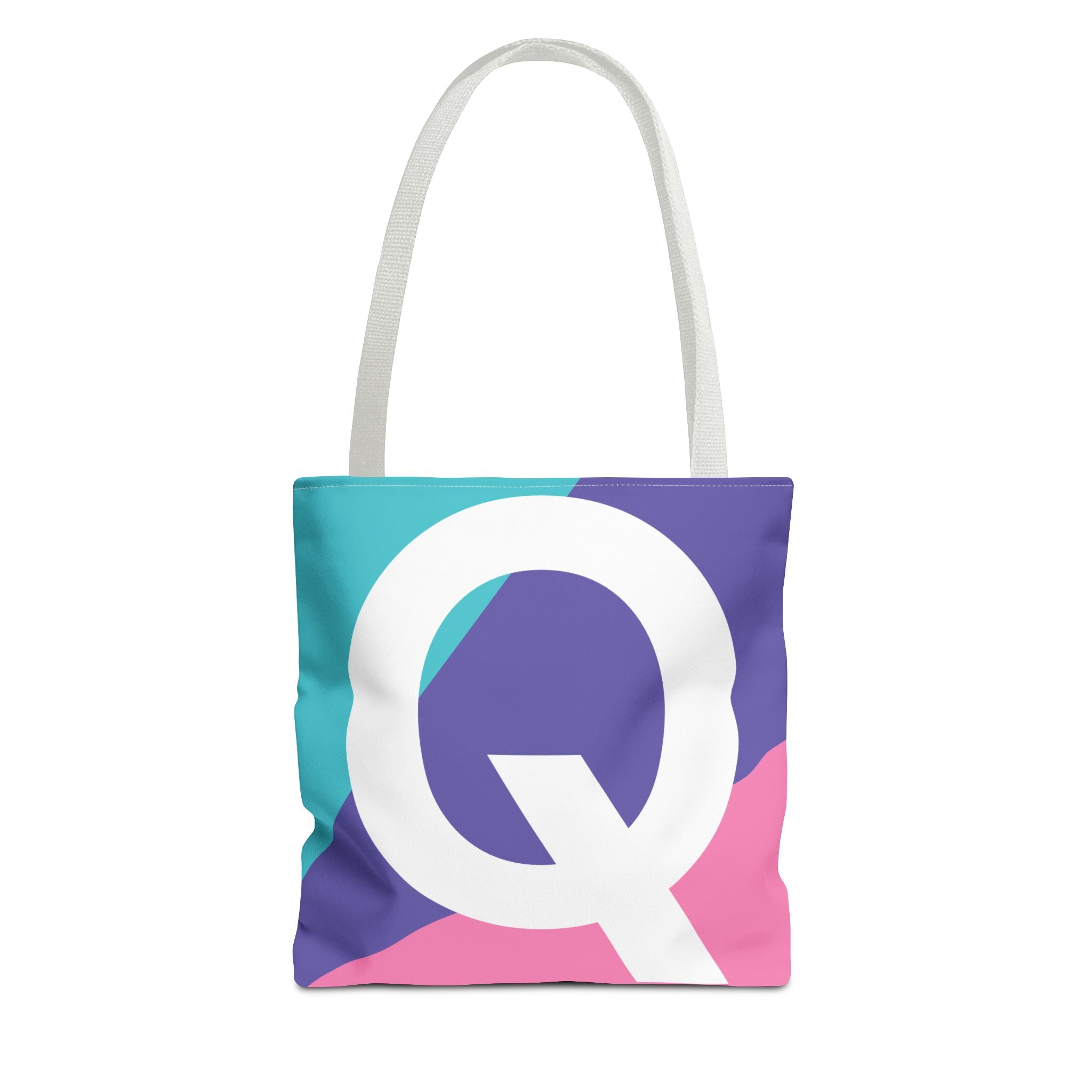 Monogram 'Q' Colorblock Tote Bag — Personalized Initial Q Shoulder Tote