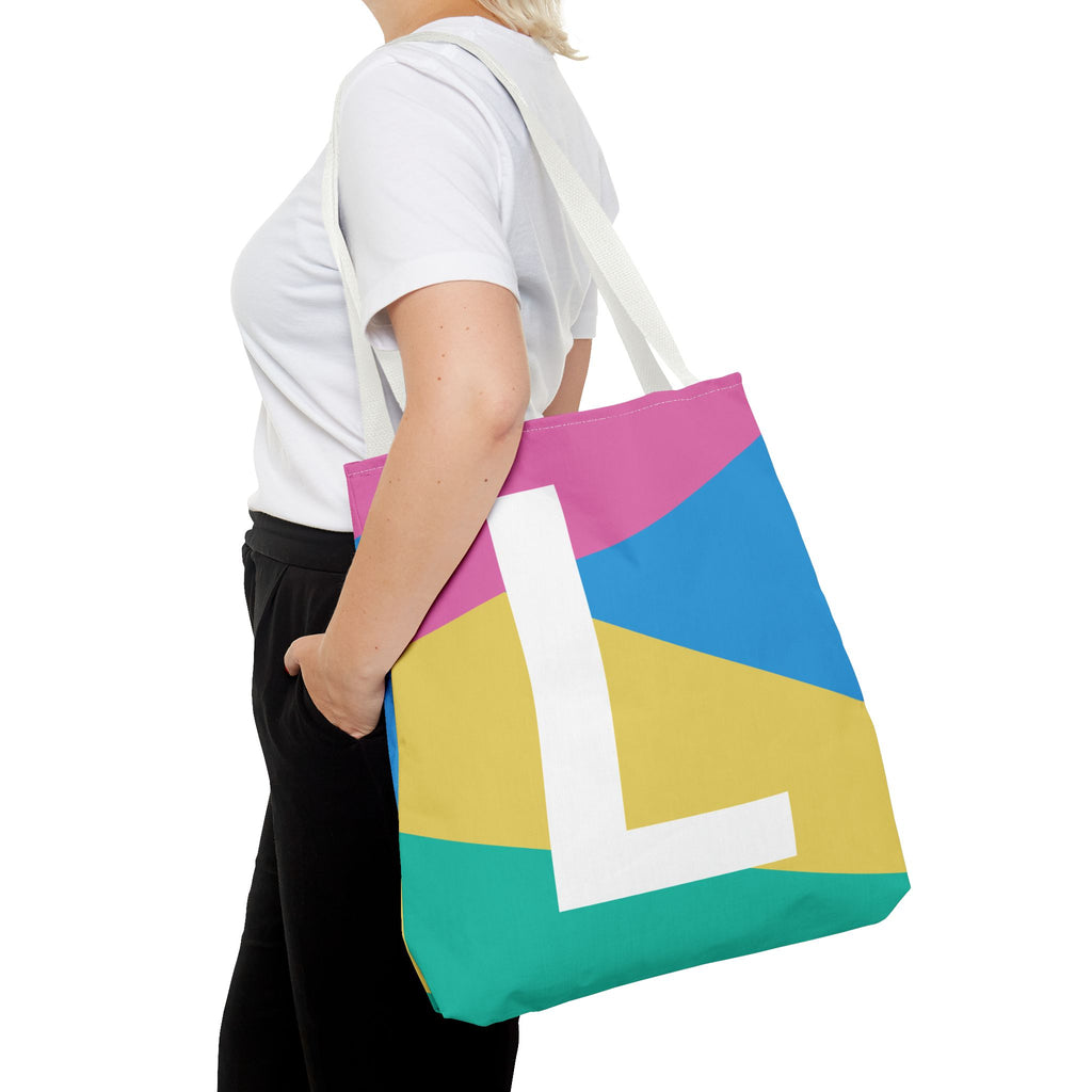 Monogram 'L' Colorblock Tote Bag — Personalized Initial L Shoulder Tote