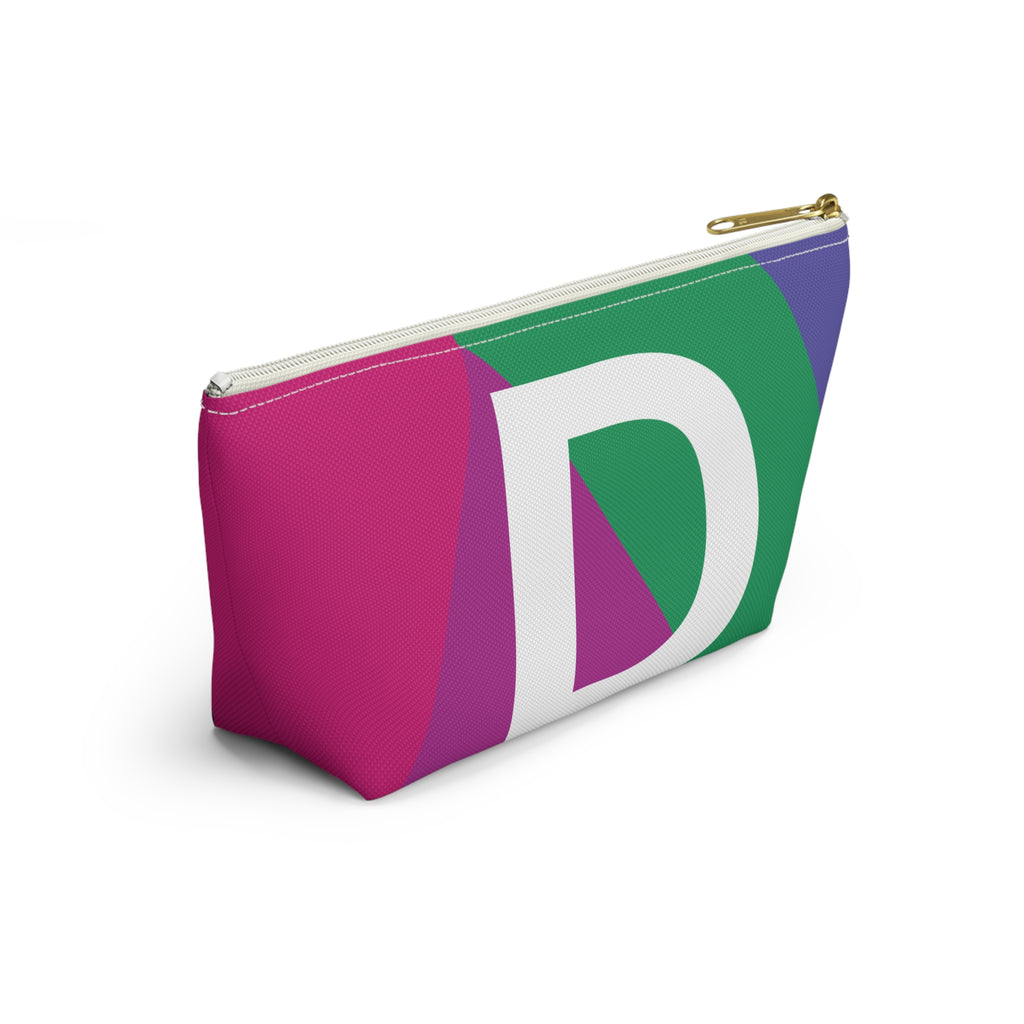 Initials Colorblock Accessory Pouch — Monogram D T-Bottom Cosmetic Bag