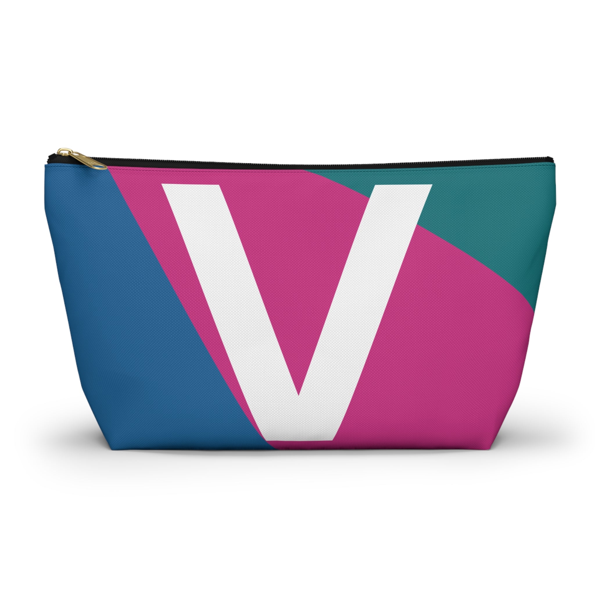 Initials Colorblock Accessory Pouch — Monogram V T-Bottom Cosmetic Bag