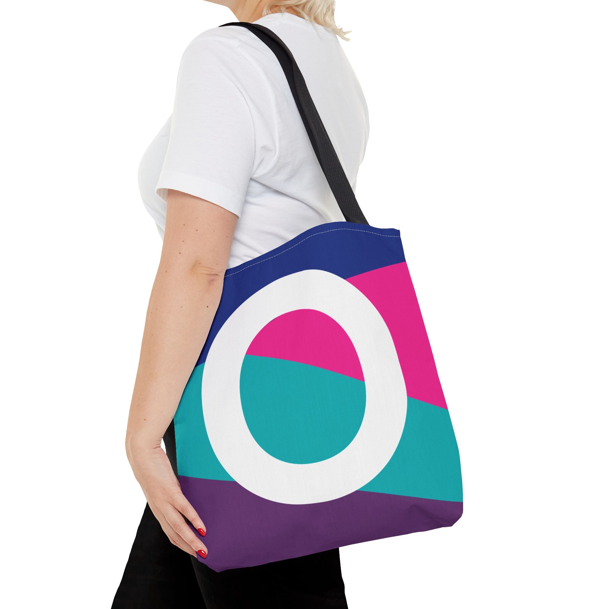 Monogram 'O' Colorblock Tote Bag — Personalized Initial O Shoulder Tote