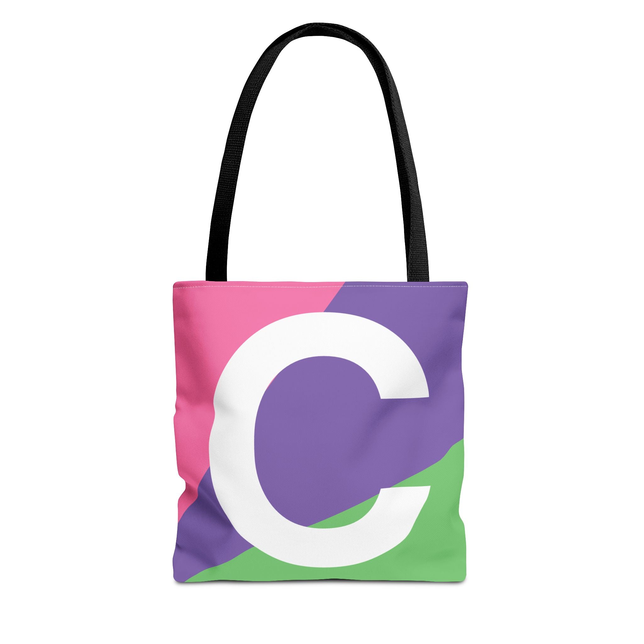 Monogram 'C' Colorblock Tote Bag — Personalized Initial C Shoulder Tote