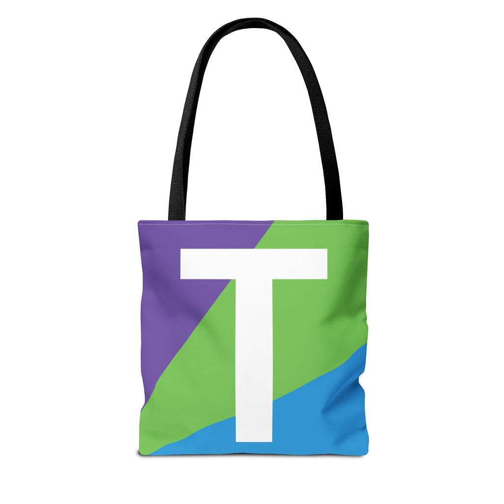 Monogram 'T' Colorblock Tote Bag — Personalized Initial T Shoulder Tote