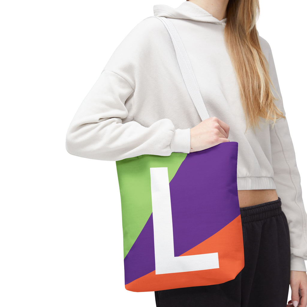 Monogram 'L' Colorblock Tote Bag — Personalized Initial L Shoulder Tote