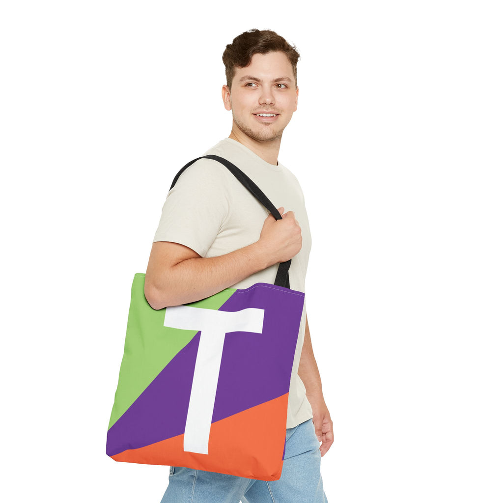 Monogram 'T' Colorblock Tote Bag — Personalized Initial T Shoulder Tote