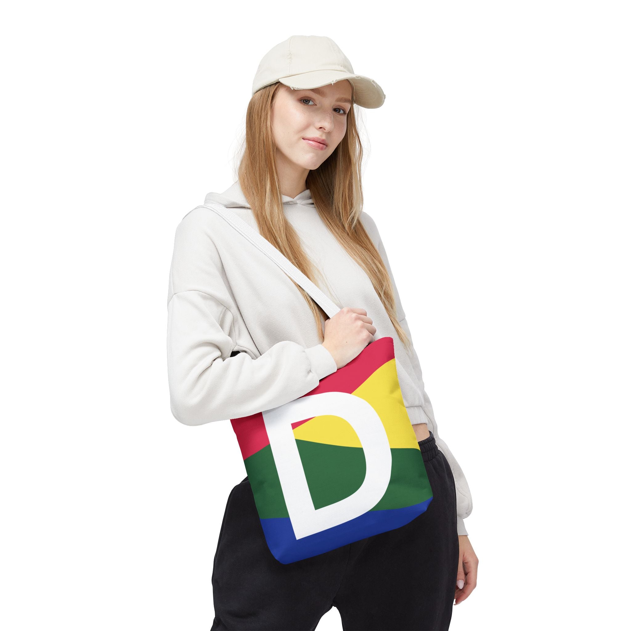 Monogram 'D' Colorblock Tote Bag — Personalized Initial D Shoulder Tote