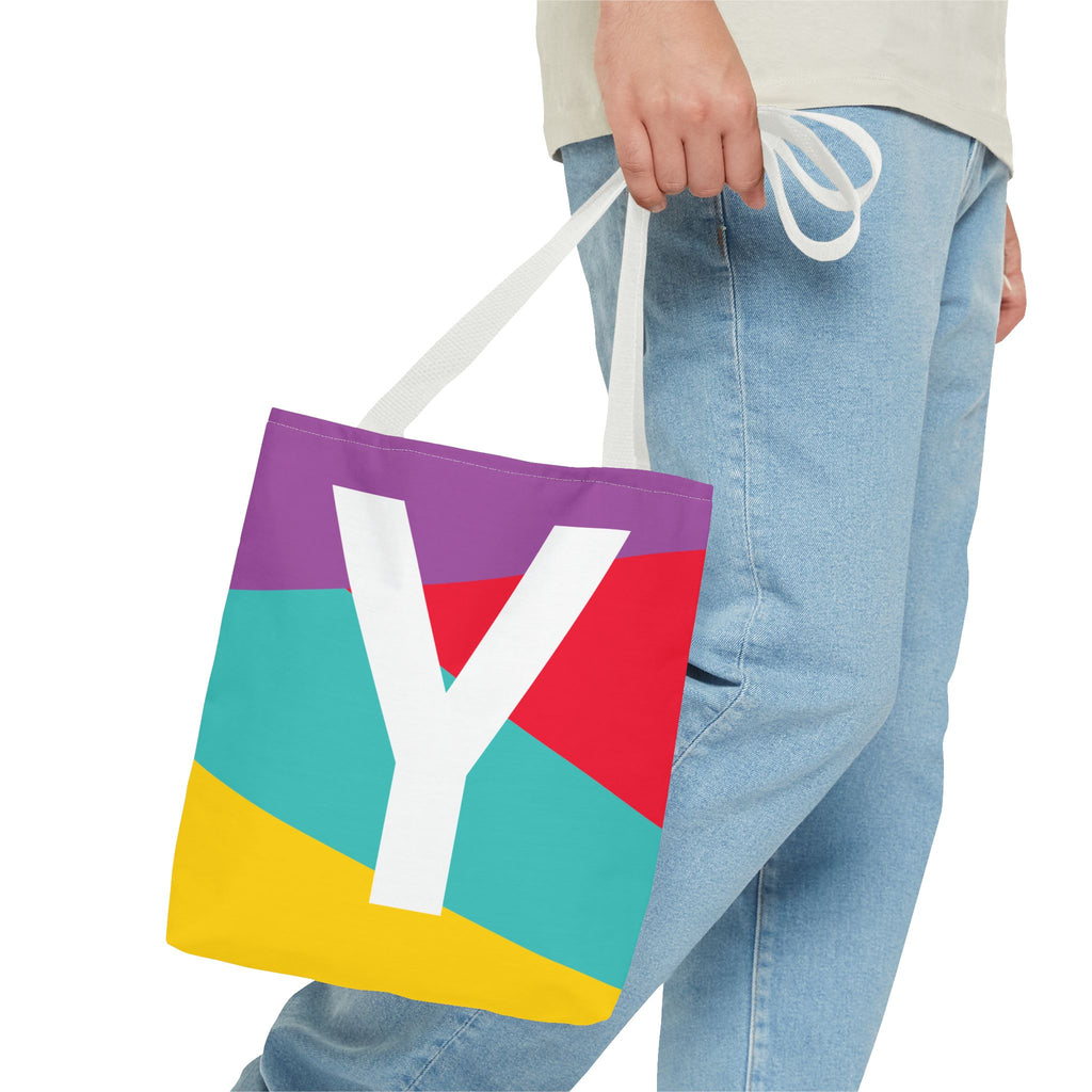 Monogram 'Y' Colorblock Tote Bag — Personalized Initial Y Shoulder Tote