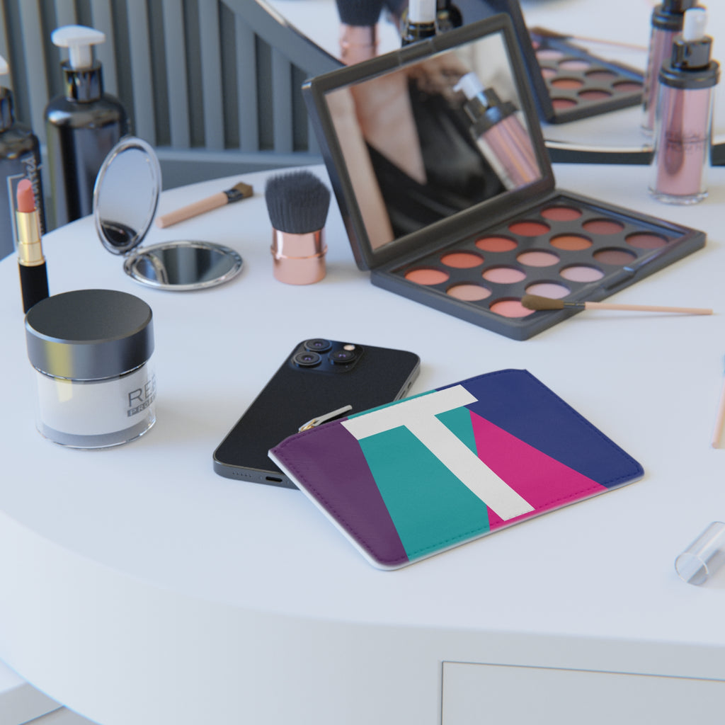 Initial T Mini Clutch — Colorblock Monogram Wristlet Wallet