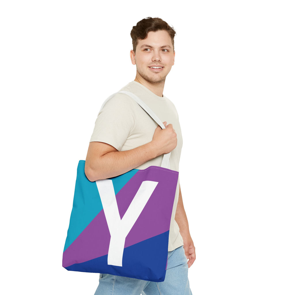 Monogram 'Y' Colorblock Tote Bag — Personalized Initial Y Shoulder Tote